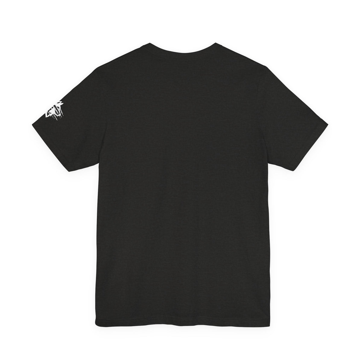 Wolfe Media Logo Tee, Distressed US Flag Sleeve, Unisex Short Sleeve Shirt, Black Print Graphic Shirt, Monochrome Tee