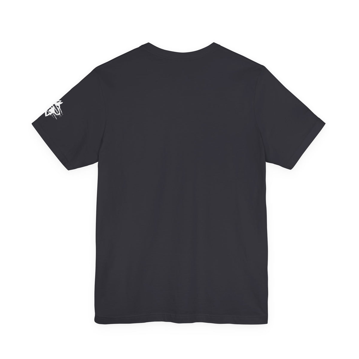Wolfe Media Logo Tee, Distressed US Flag Sleeve, Unisex Short Sleeve Shirt, Black Print Graphic Shirt, Monochrome Tee